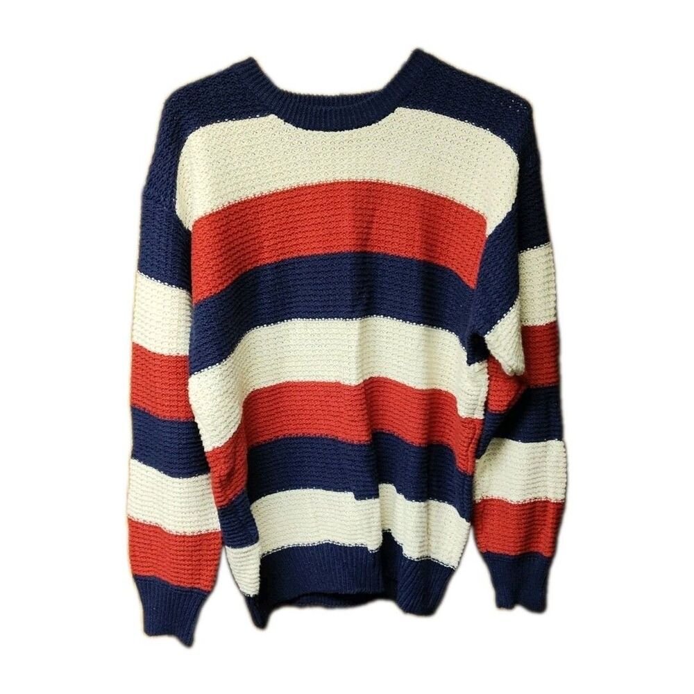 Vintage Y2K Oversized American Eagle Loose Knit Sweater Size M Heavy Americana